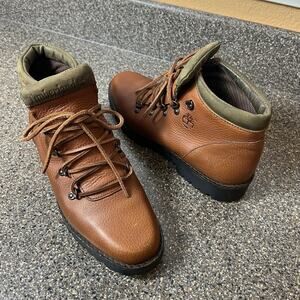 Timberland Lace Up Combat Boots Brown Leather Booties Womens Sz 8 Comfort Casual
